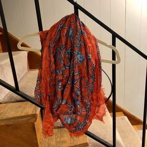 Orange and blue large square scarf